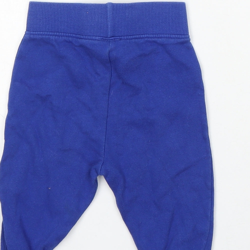 Peppa Pig Girls Blue Cotton Jogger Trousers Size 6-9 Months Drawstring - George