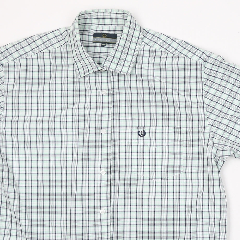 Mens UK Size L Lincoln Green  Button-Up Short Sleeve Casual Shirt