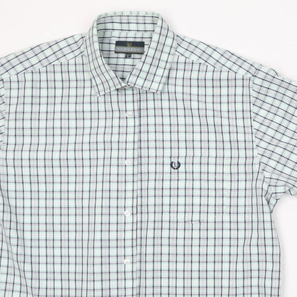 Mens UK Size L Lincoln Green  Button-Up Short Sleeve Casual Shirt