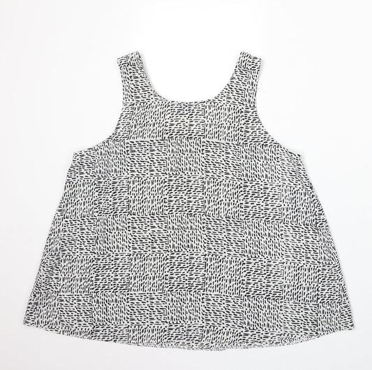 Atmosphere Womens White Geometric Polyester Basic Blouse Size 12 Round Neck