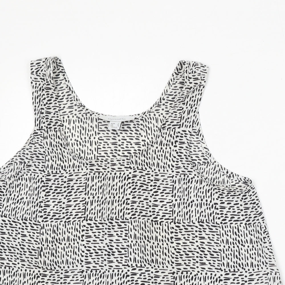 Atmosphere Womens White Geometric Polyester Basic Blouse Size 12 Round Neck