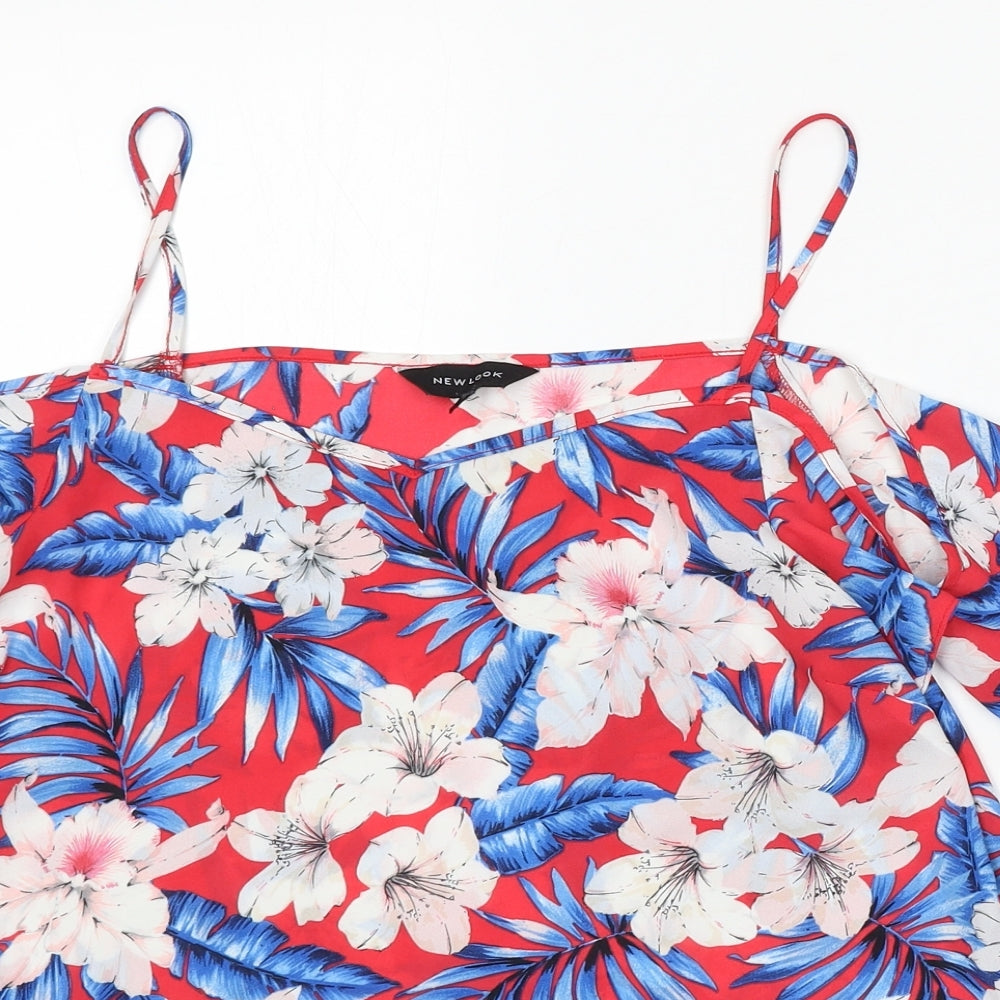 Womens UK Size 10 New Look Red Basic Blouse