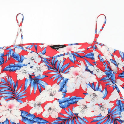 Womens UK Size 10 New Look Red Basic Blouse
