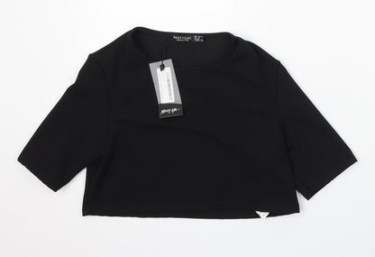 Nasty Gal Womens Black Polyester Basic Blouse Size 10 Round Neck