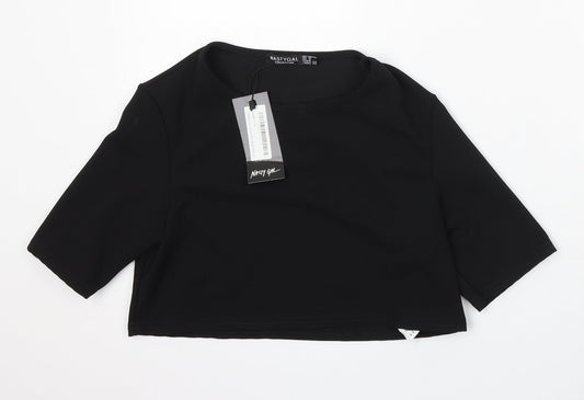 Nasty Gal Womens Black Polyester Basic Blouse Size 10 Round Neck