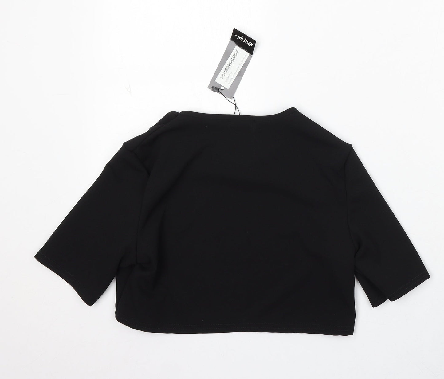 Nasty Gal Womens Black Polyester Basic Blouse Size 10 Round Neck