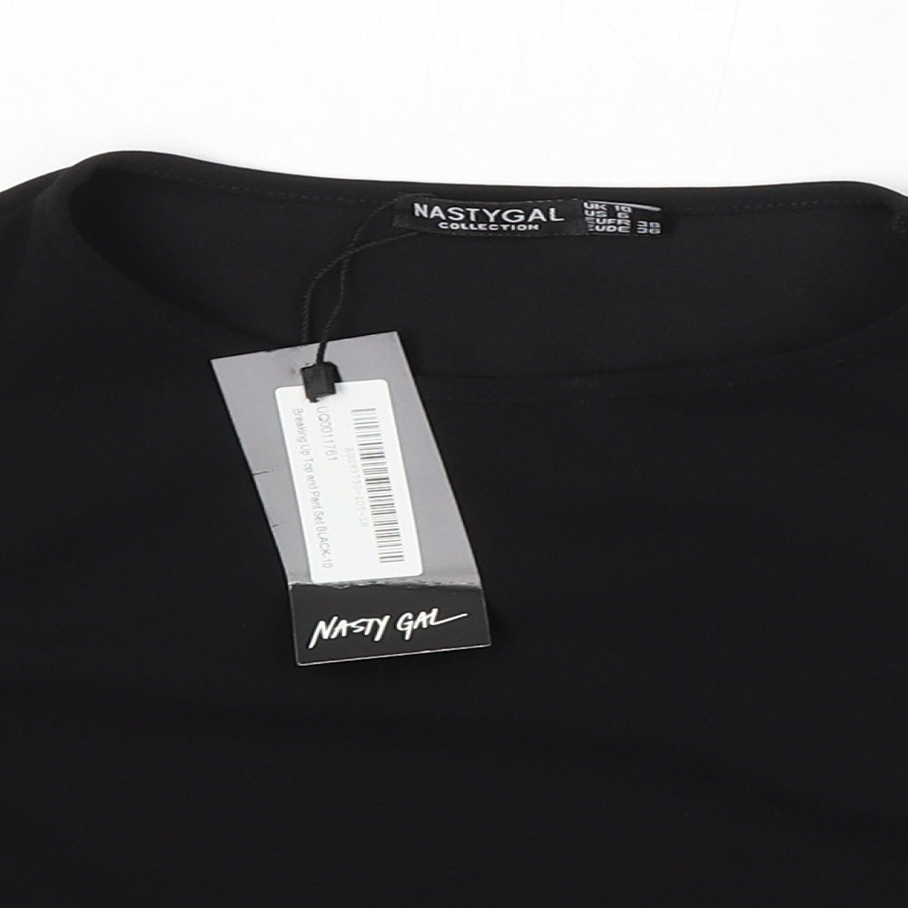 Nasty Gal Womens Black Polyester Basic Blouse Size 10 Round Neck