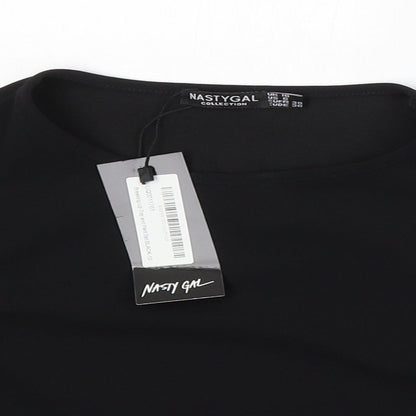 Nasty Gal Womens Black Polyester Basic Blouse Size 10 Round Neck