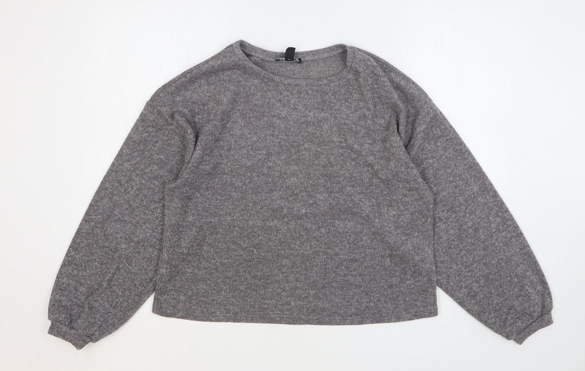New Look Womens Grey Polyester Pullover Sweatshirt Size M Pullover