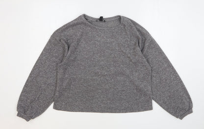 New Look Womens Grey Polyester Pullover Sweatshirt Size M Pullover