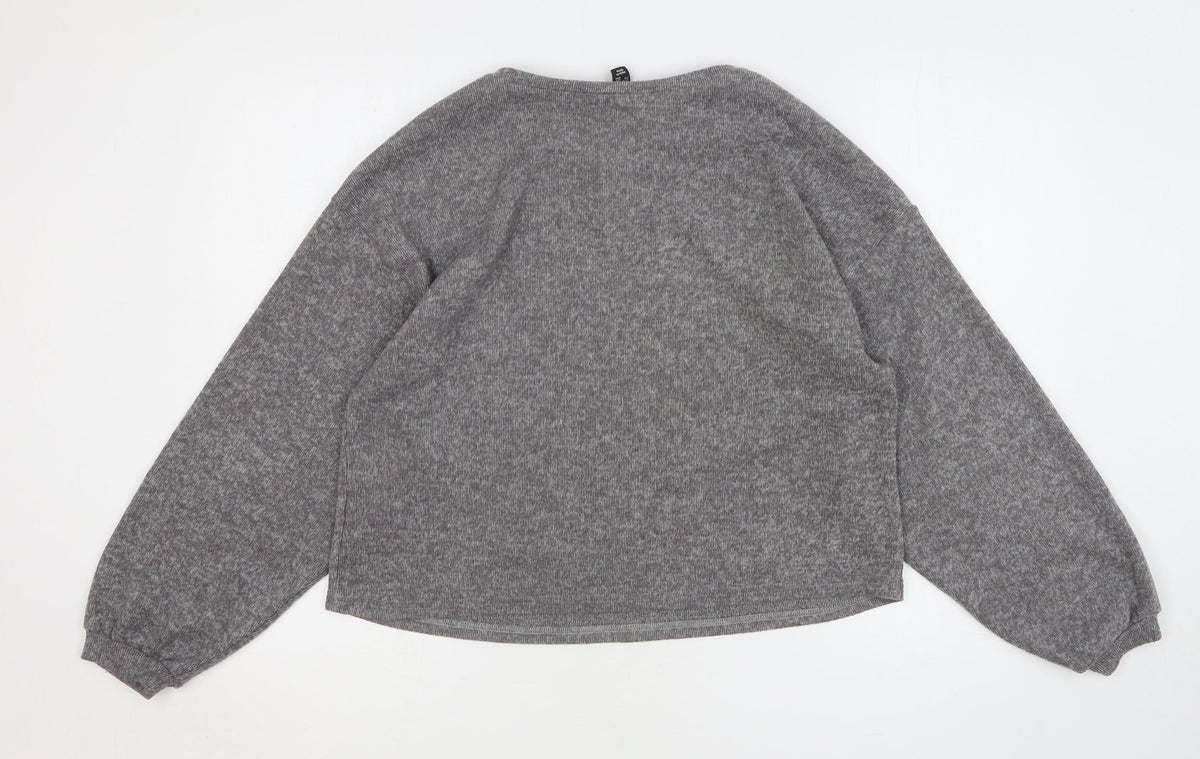 New Look Womens Grey Polyester Pullover Sweatshirt Size M Pullover