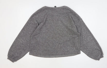 New Look Womens Grey Polyester Pullover Sweatshirt Size M Pullover