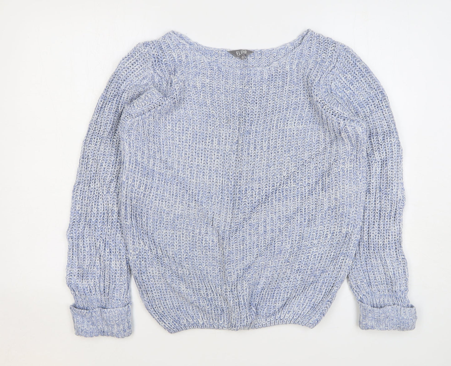 Womens UK Size 12 Fluid Blue Pullover Jumper