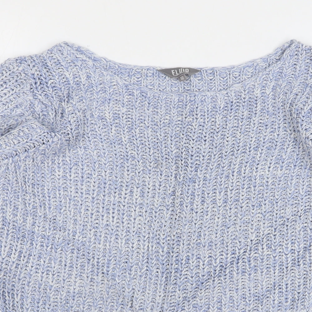 Womens UK Size 12 Fluid Blue Pullover Jumper