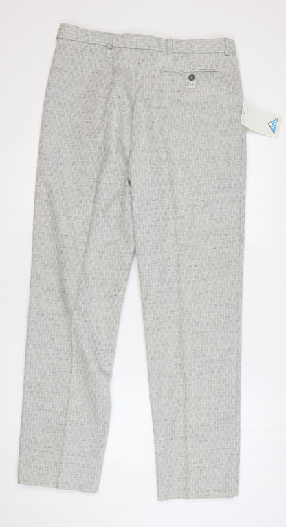 Nico Mens Grey Polyester Trousers Size 34 in L32 in Regular Button