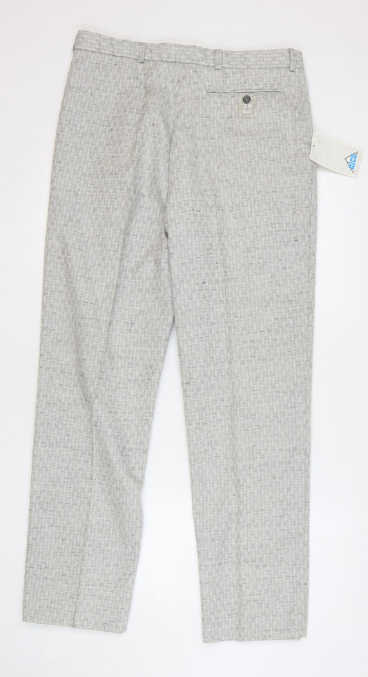 Nico Mens Grey Polyester Trousers Size 34 in L32 in Regular Button