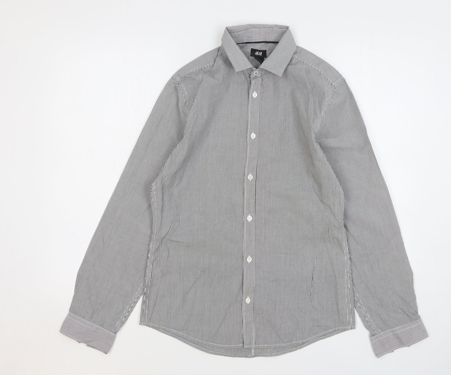 Mens UK Size S H&M Green  Button-Up Long Sleeve Casual Shirt