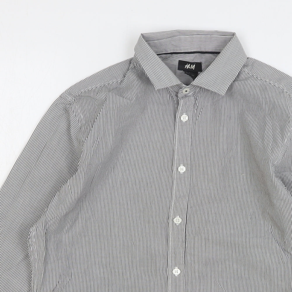 Mens UK Size S H&M Green  Button-Up Long Sleeve Casual Shirt