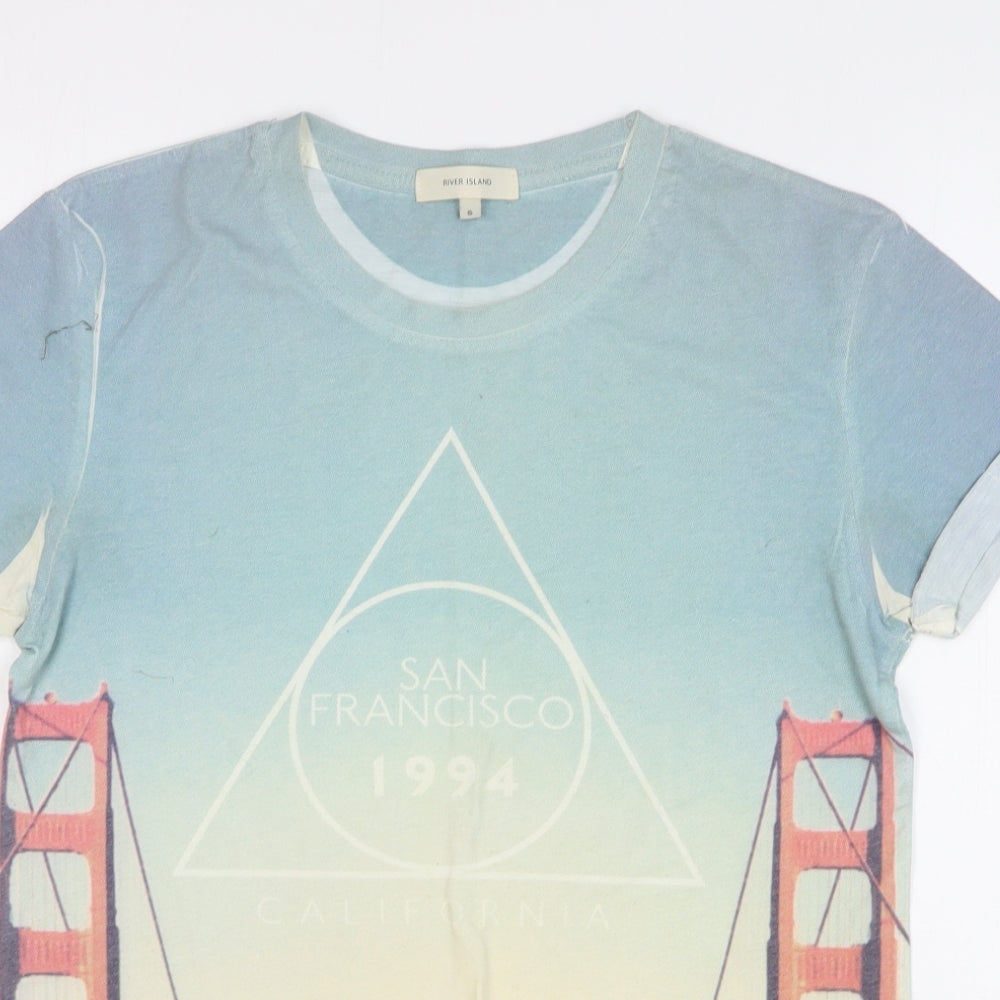 River Island Mens Blue Polyester T-Shirt Size S Round Neck - San Francisco