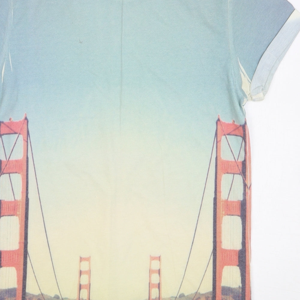 River Island Mens Blue Polyester T-Shirt Size S Round Neck - San Francisco