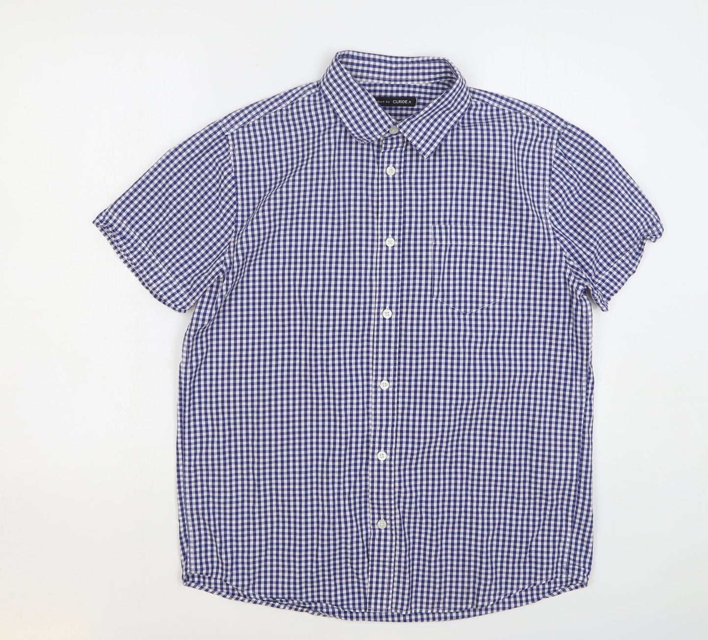 Mens UK Size S Clride Blue  Button-Up Short Sleeve Casual Shirt