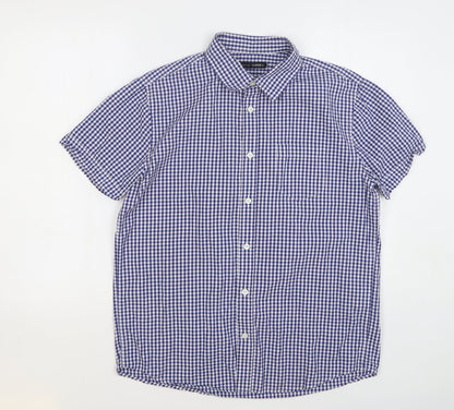 Mens UK Size S Clride Blue  Button-Up Short Sleeve Casual Shirt