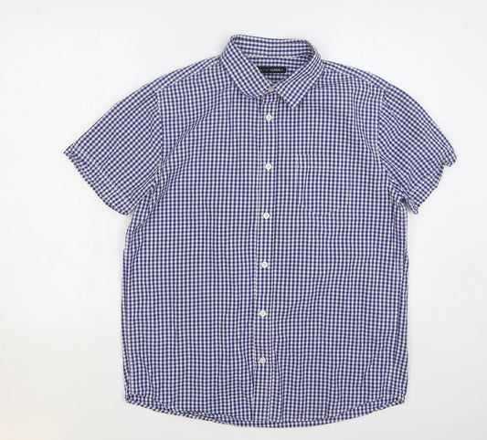 Mens UK Size S Clride Blue  Button-Up Short Sleeve Casual Shirt