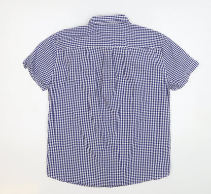 Mens UK Size S Clride Blue  Button-Up Short Sleeve Casual Shirt
