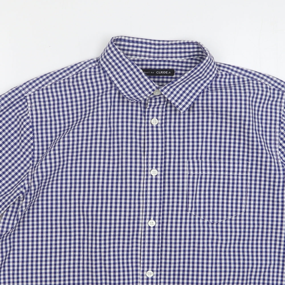 Mens UK Size S Clride Blue  Button-Up Short Sleeve Casual Shirt