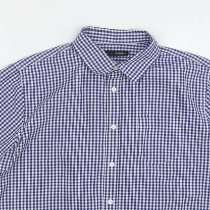 Mens UK Size S Clride Blue  Button-Up Short Sleeve Casual Shirt