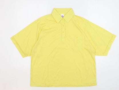 Womens UK Size 16 C&A Yellow Basic Polo