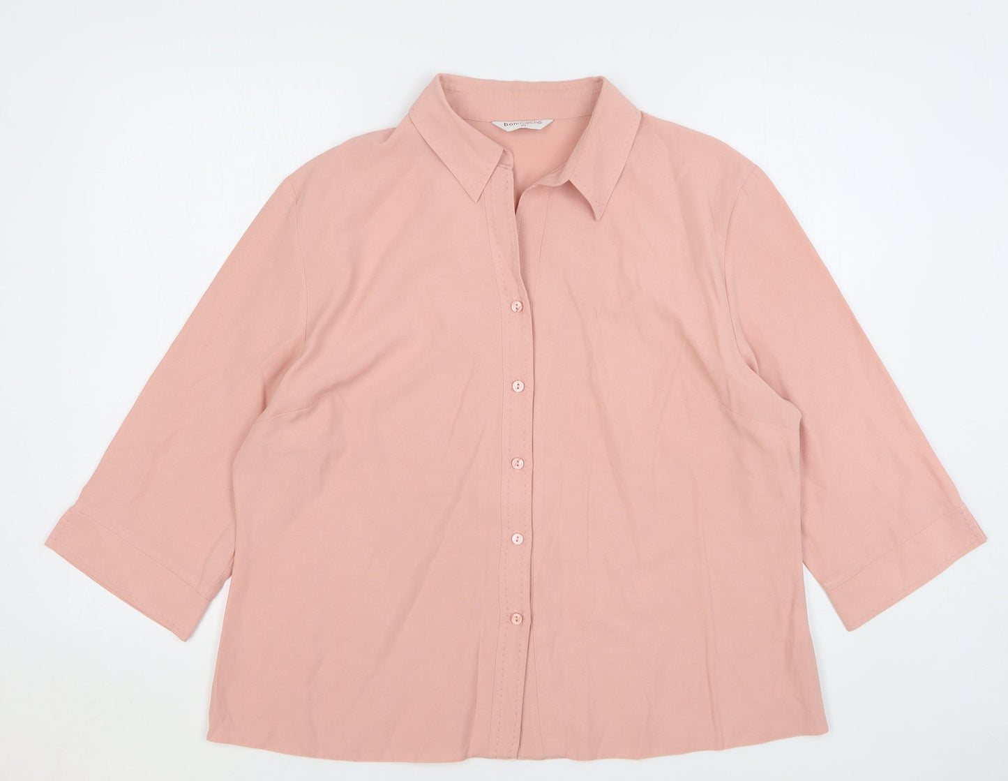 Womens UK Size 20 Bonmarché Pink Basic Button-Up