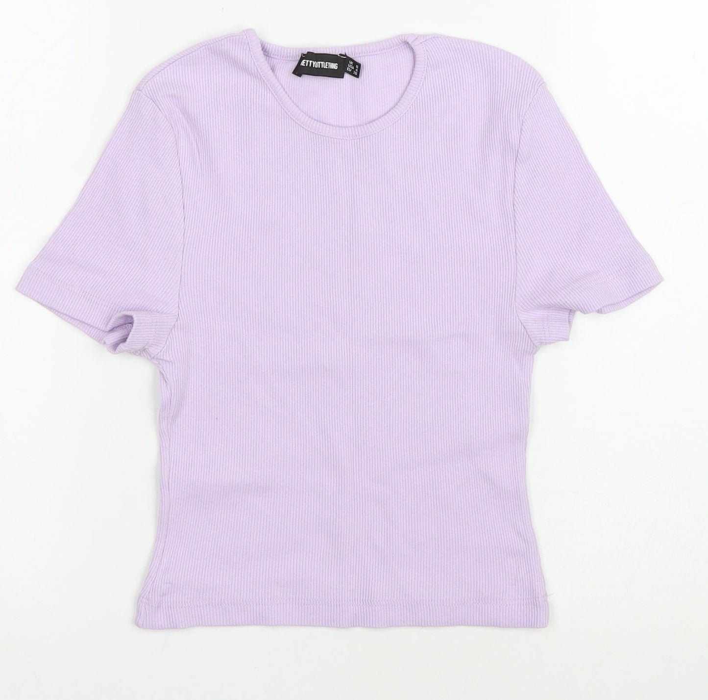 Womens UK Size S PRETTYLITTLETHING Purple Cropped T-Shirt