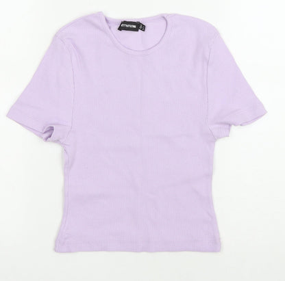Womens UK Size S PRETTYLITTLETHING Purple Cropped T-Shirt