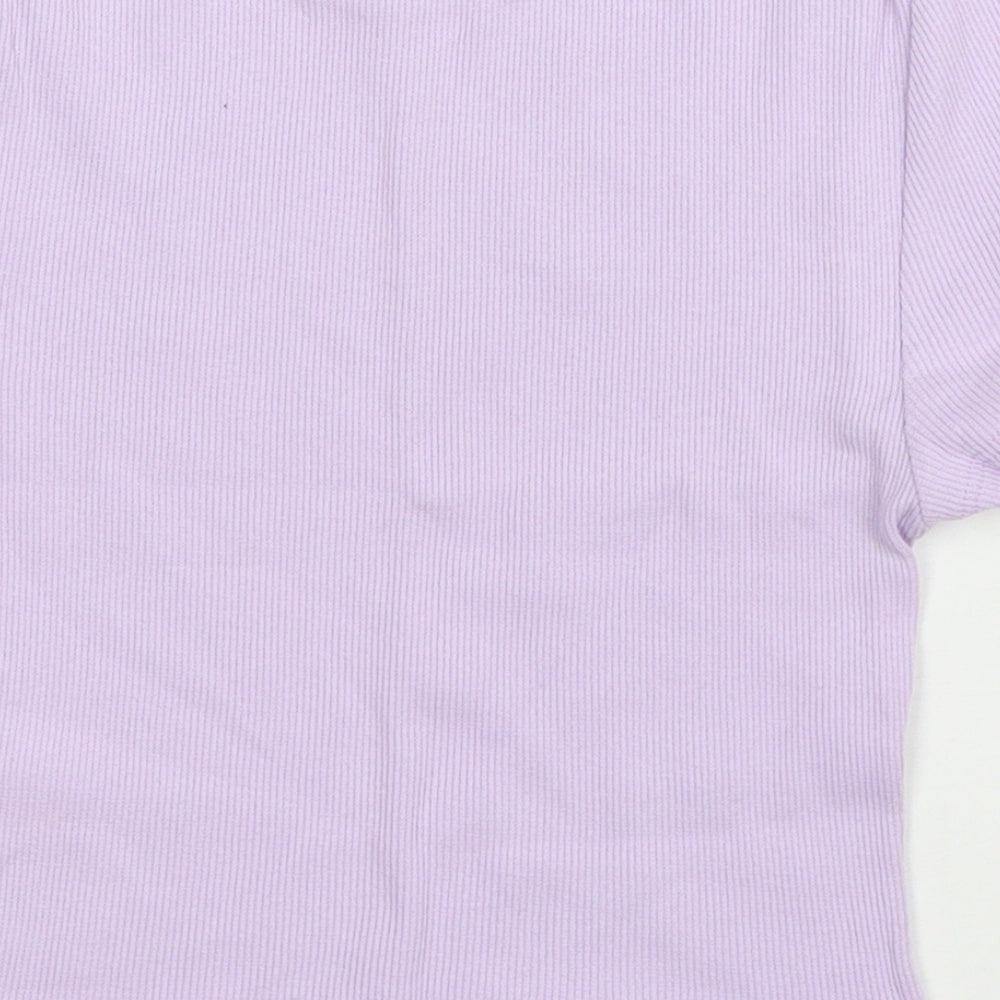 Womens UK Size S PRETTYLITTLETHING Purple Cropped T-Shirt