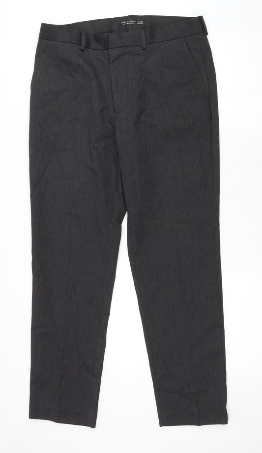 Primark Womens Grey Polyester Trousers Size 34 L29.5 in Regular Zip