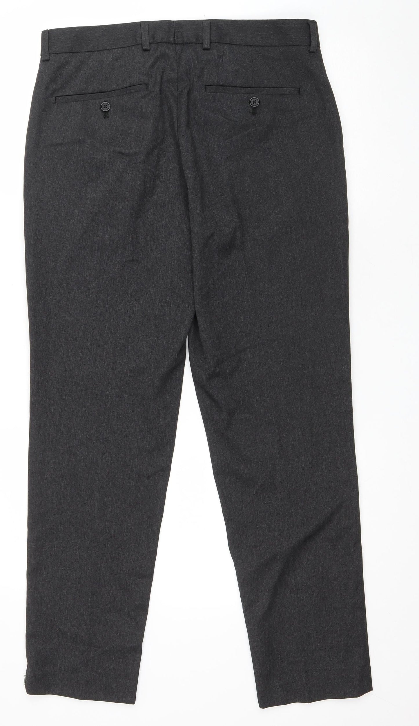 Primark Womens Grey Polyester Trousers Size 34 L29.5 in Regular Zip