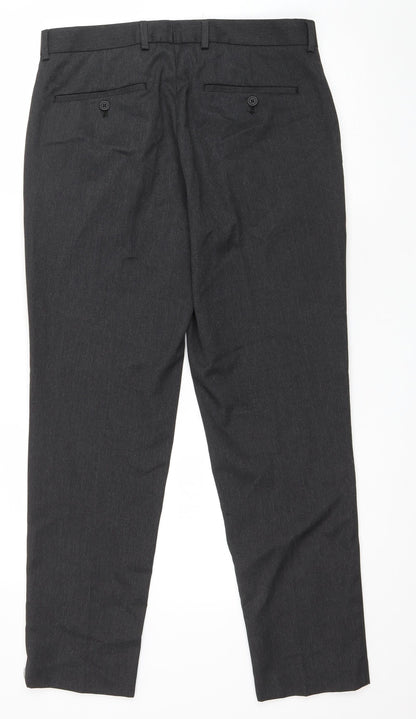 Primark Womens Grey Polyester Trousers Size 34 L29.5 in Regular Zip