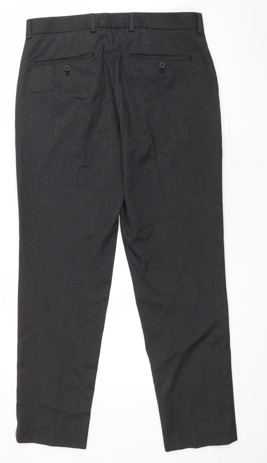 Primark Womens Grey Polyester Trousers Size 34 L29.5 in Regular Zip