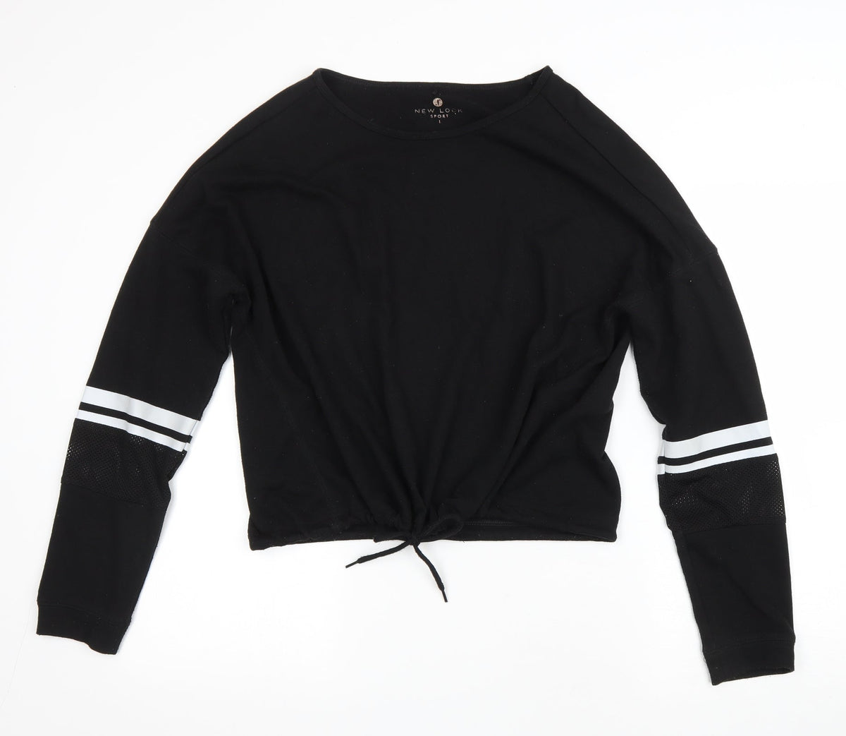 New Look Womens Black Polyester Pullover Sweatshirt Size L Drawstring
