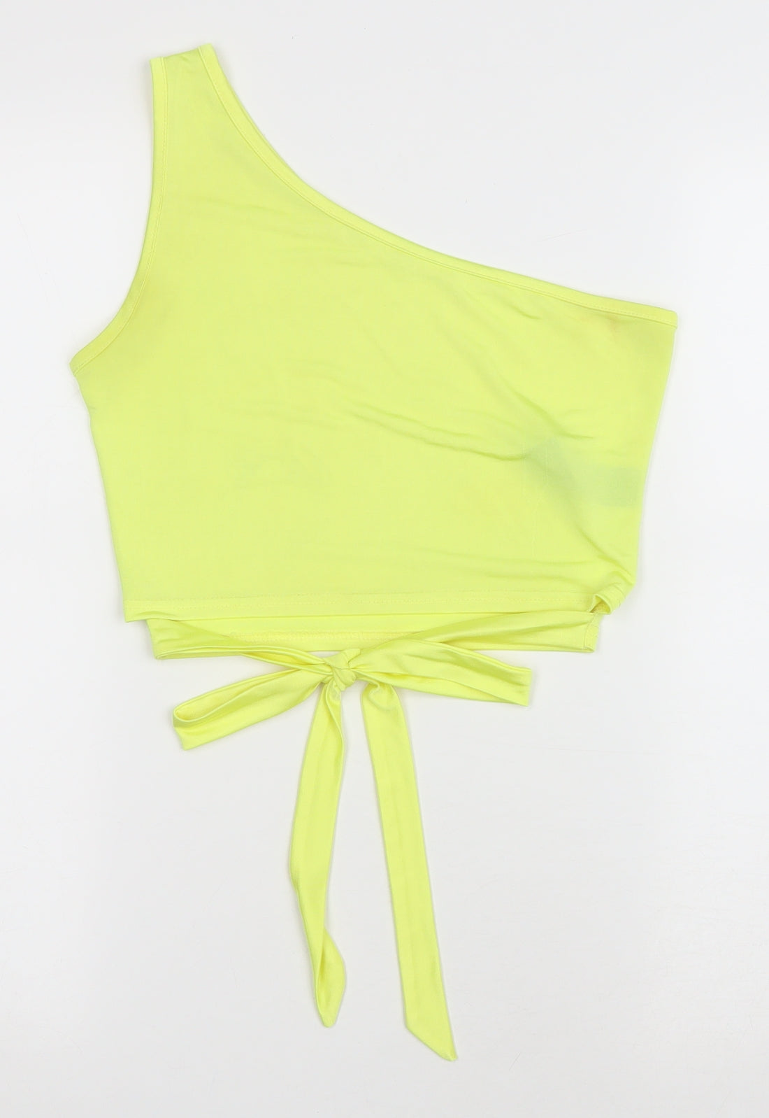 Miss Selfridge Womens Yellow Polyester Cropped Tank Size 10 One Shoulder