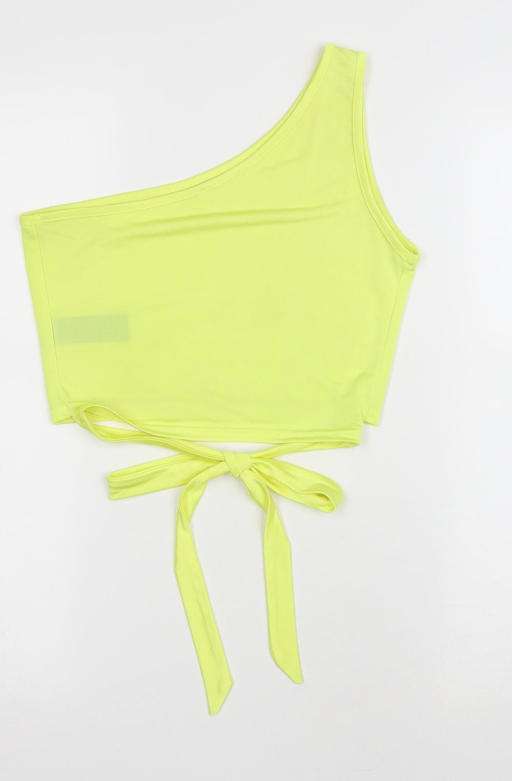 Miss Selfridge Womens Yellow Polyester Cropped Tank Size 10 One Shoulder