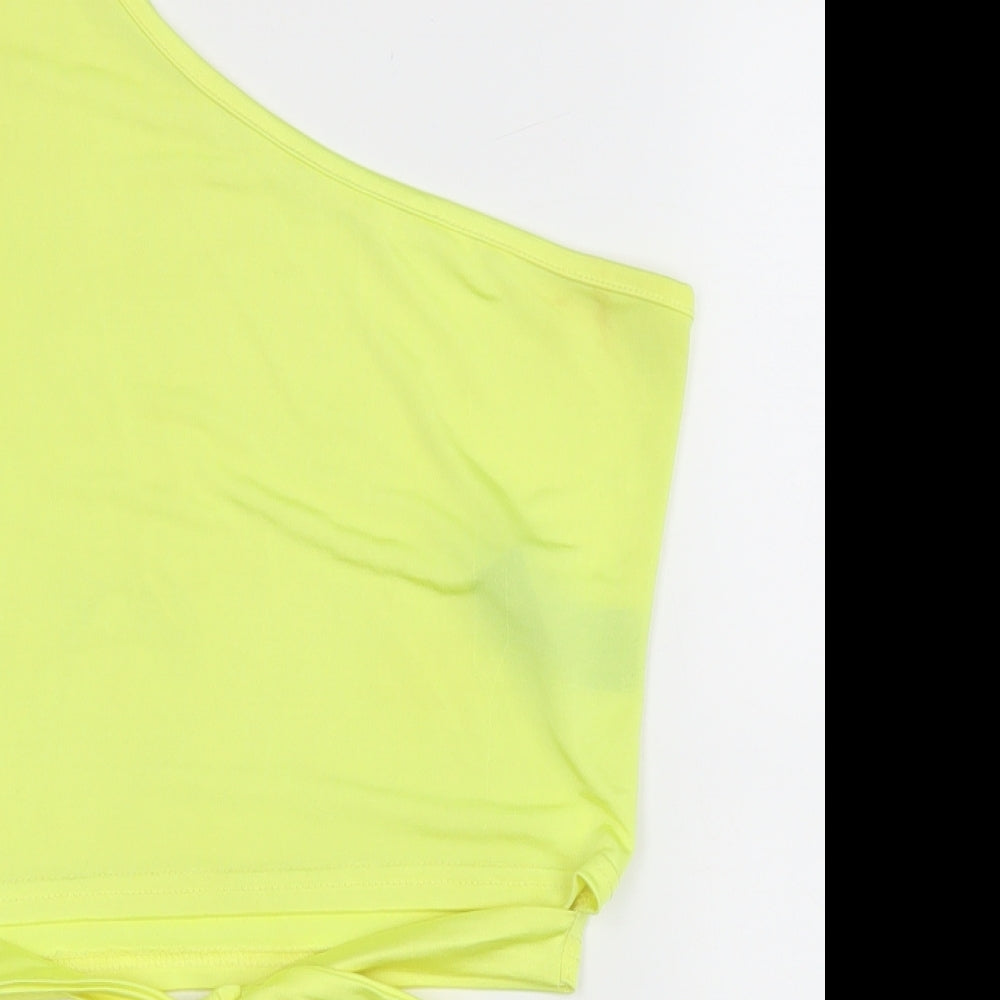 Miss Selfridge Womens Yellow Polyester Cropped Tank Size 10 One Shoulder