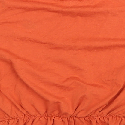Primark Womens Orange Polyester Cropped T-Shirt Size S Round Neck - Star
