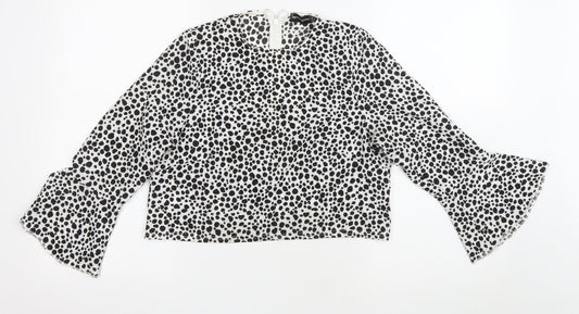 Womens UK Size 10 PRETTYLITTLETHING White Cropped T-Shirt