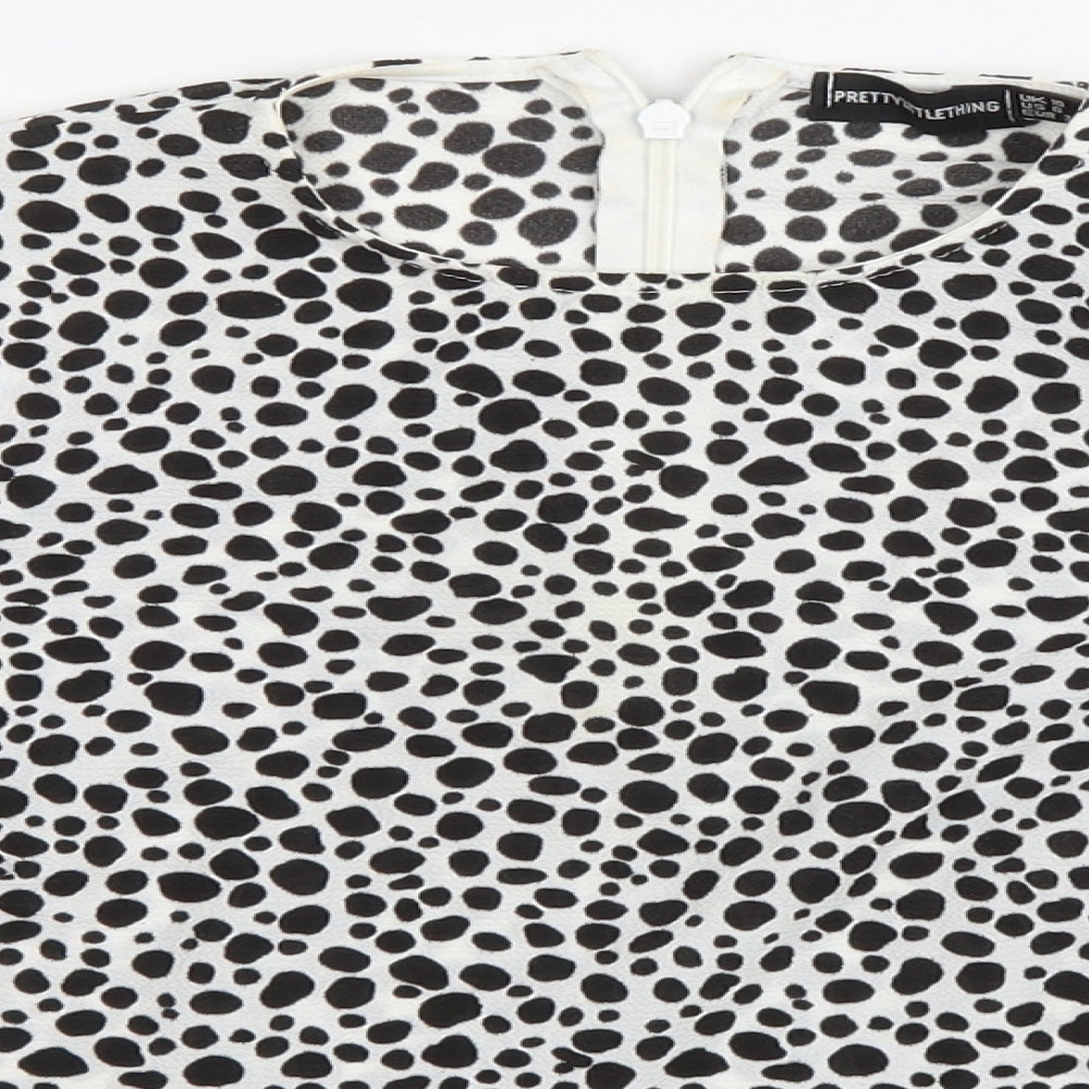Womens UK Size 10 PRETTYLITTLETHING White Cropped T-Shirt