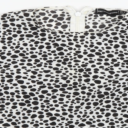 Womens UK Size 10 PRETTYLITTLETHING White Cropped T-Shirt