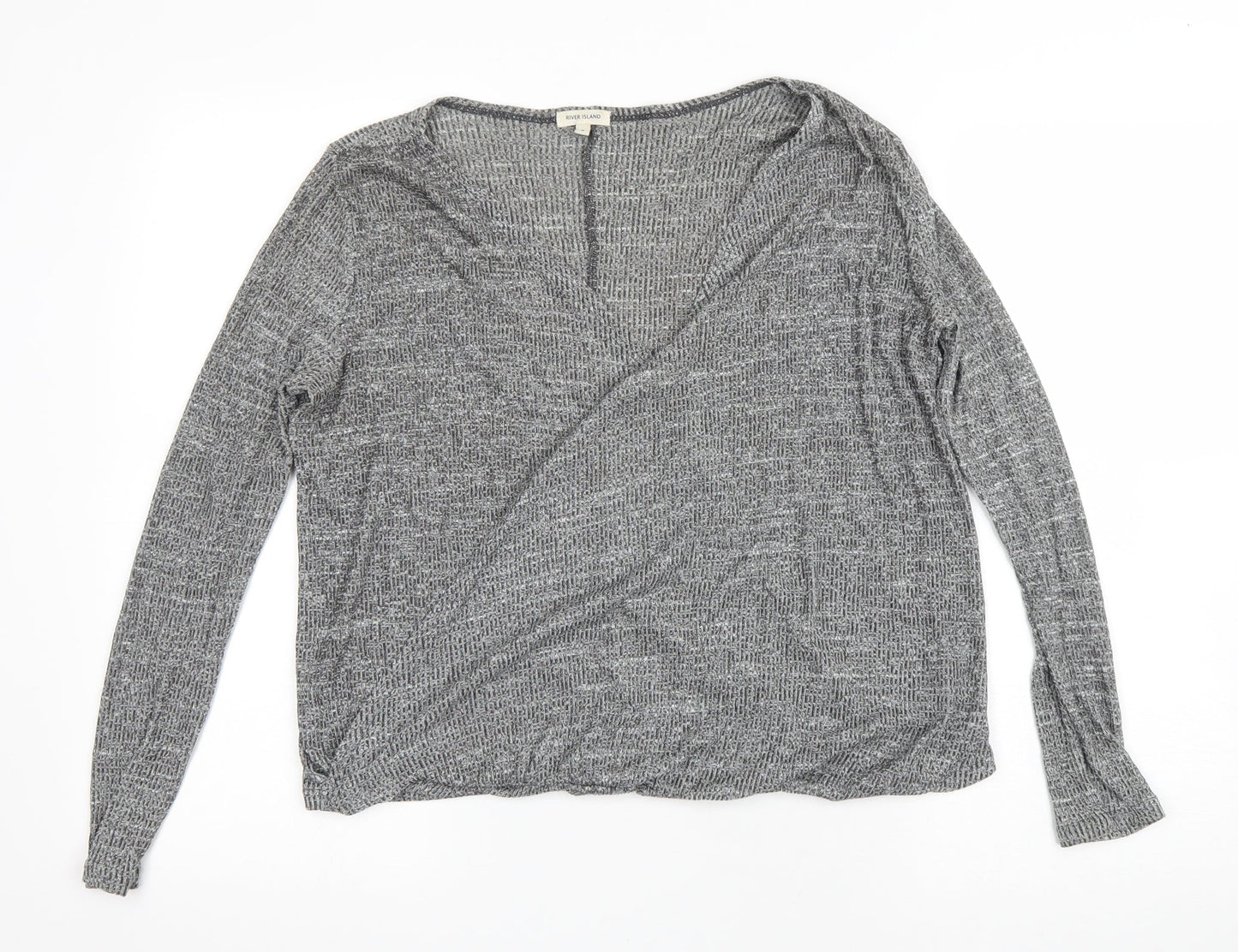 Womens UK Size 8 River Island Grey Wrap Jumper