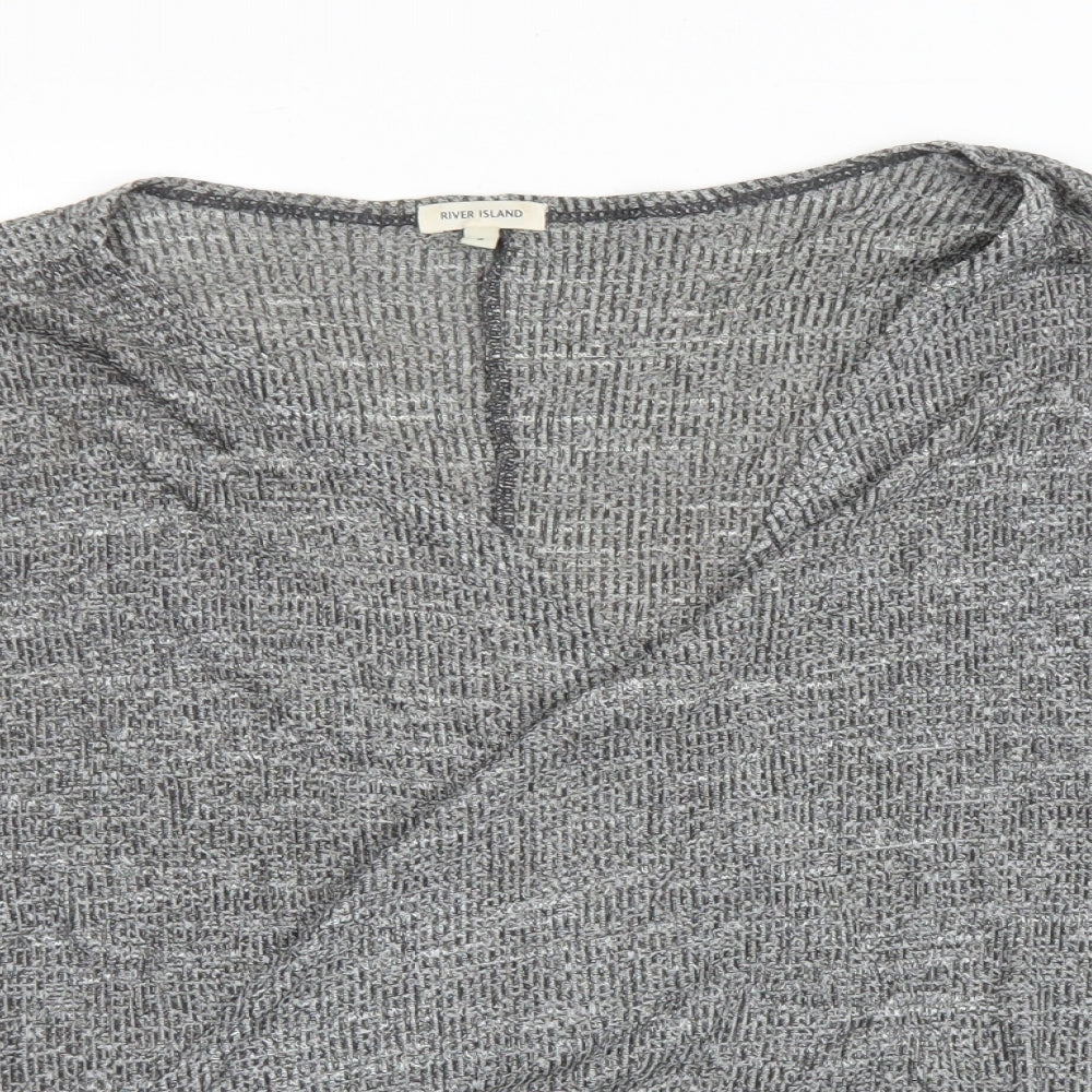 Womens UK Size 8 River Island Grey Wrap Jumper