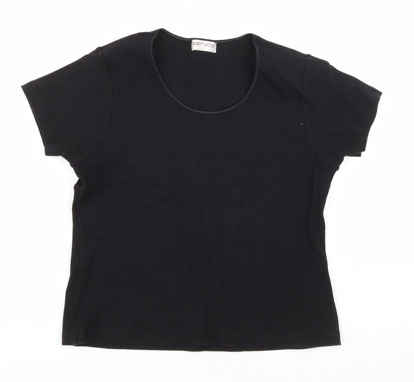 Womens UK Size L Bonmarché Black Basic T-Shirt
